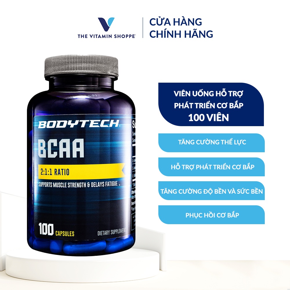 Viên uống hỗ trợ phát triển cơ bắp BodyTech BCAA 2:1:1 Ratio 100/200 viên