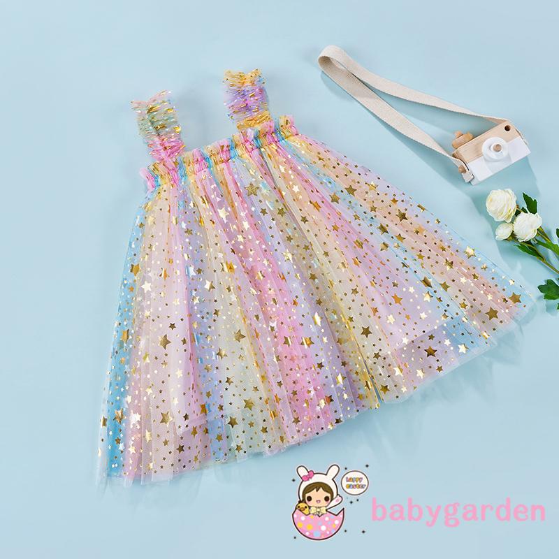 Đầm công chúa không tay phối lưới đính kim sa xinh xắn cho bé gái 6 tháng - 4 tuổi