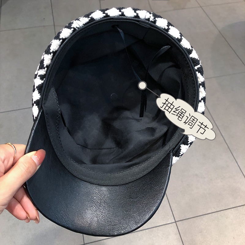 Mũ Beret Dệt Kim Họa Tiết Caro Phong Cách Retro Anh Quốc Dễ Phối Đồ Cho Nữ