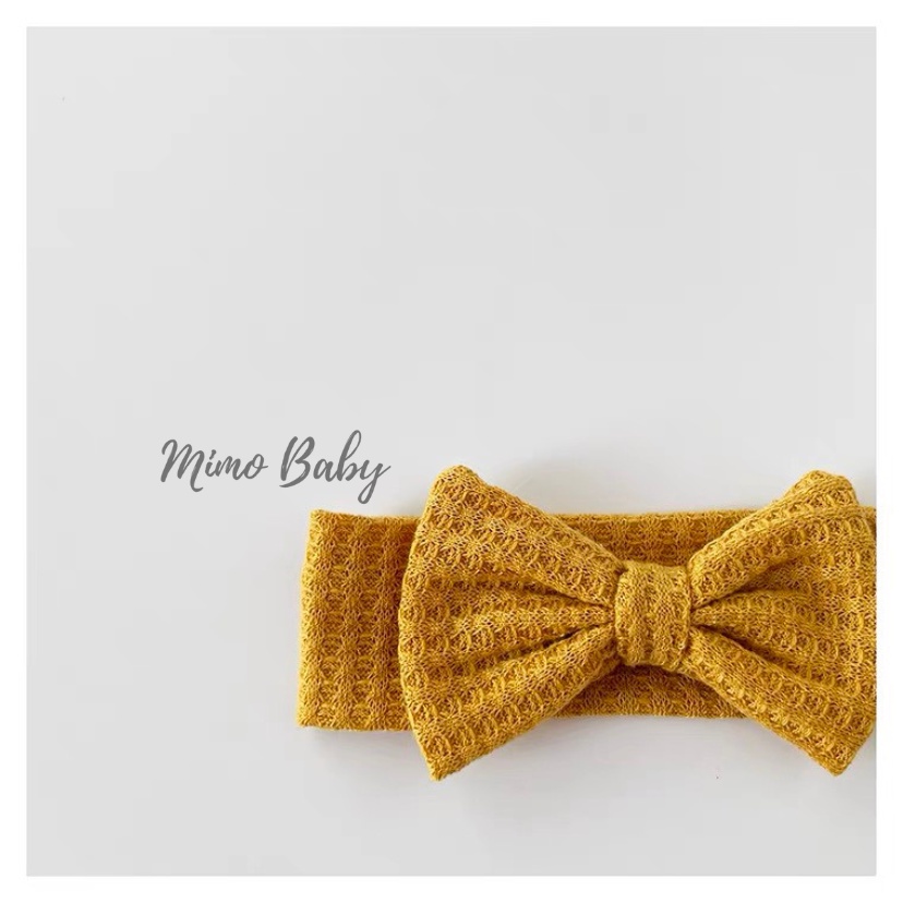Băng đô bản to chất cotton len, turban đính nơ xinh xắn cho bé gái BD71 Mimo Baby