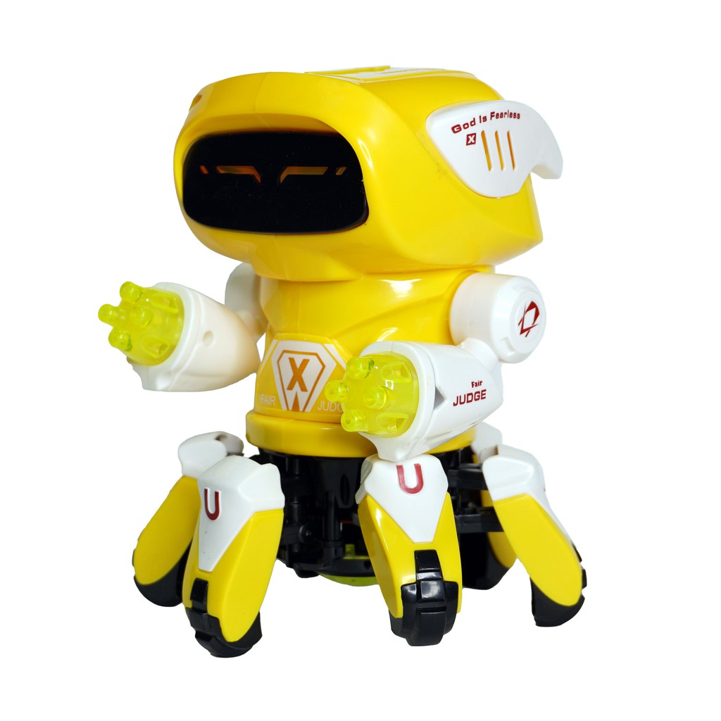 (RẺ VÔ ĐỐI) Trò chơi robot cầm tay cùng pin phát nhạc, kiểu dáng 6 chân mới lạ, màu sắc sơn sáng bóng, có đèn sáng