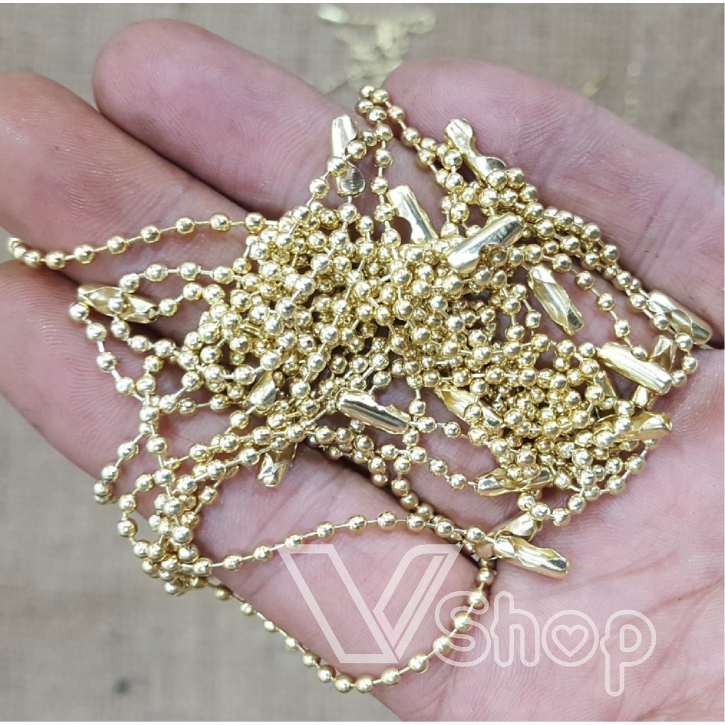 Dây xích bi, màu vàng xi bóng, phụ liệu trang trí thủ công, vật liệu handmade. Gói 100gr