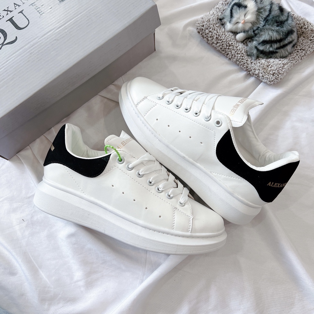 Giày Thể Thao Nam Nữ Ngô Thắng MC Trắng Gót Đen Đế Cao 5Cm