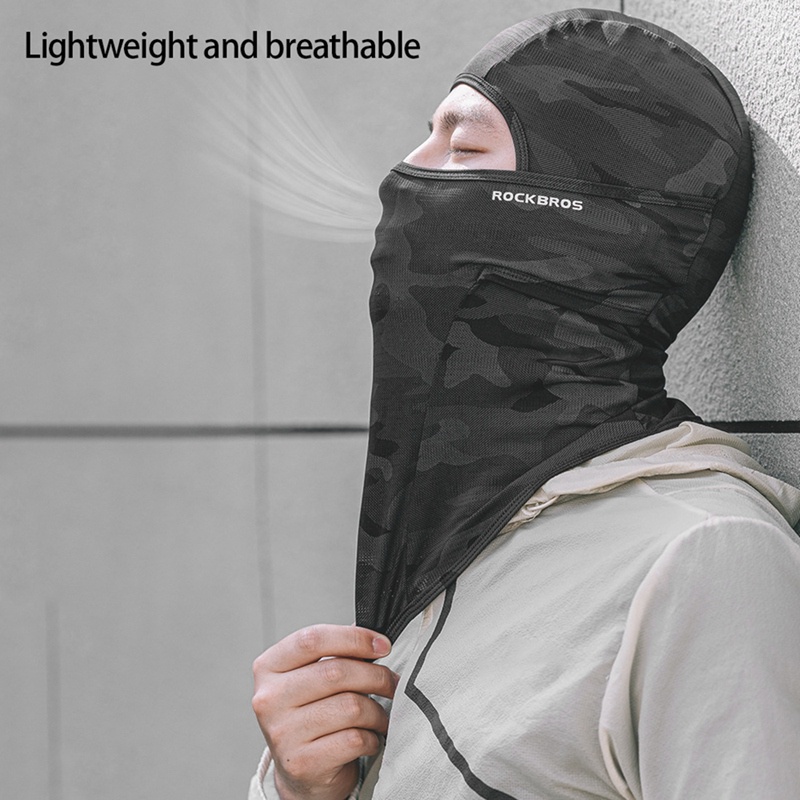 Rockbros balaclava face mask bảo vệ tia cực tím mặt nạ toàn đầu thoáng khí cho nam giới nữ mũ che nắng đi xe đạp climing black