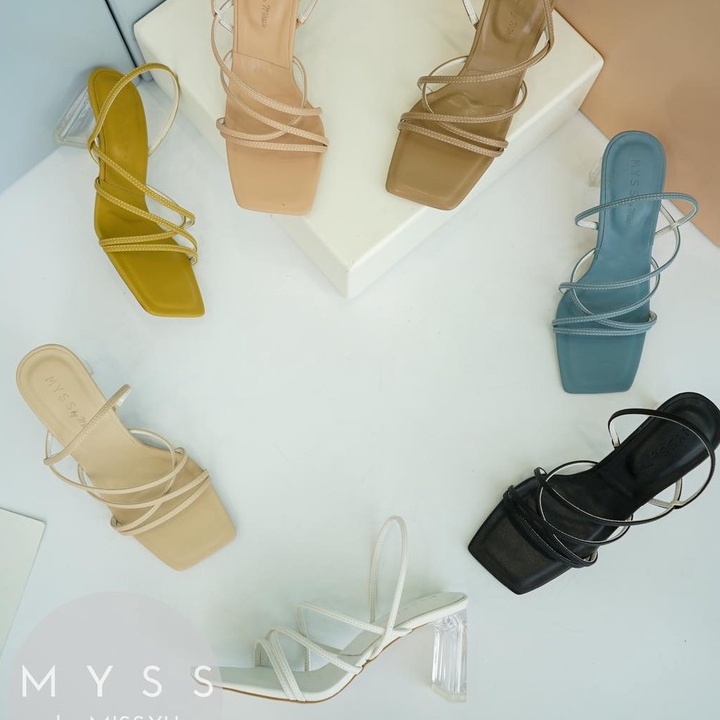 Giày sandal nữ dây chéo phối gót trong 7 cm cao cấp MYSS - SD151