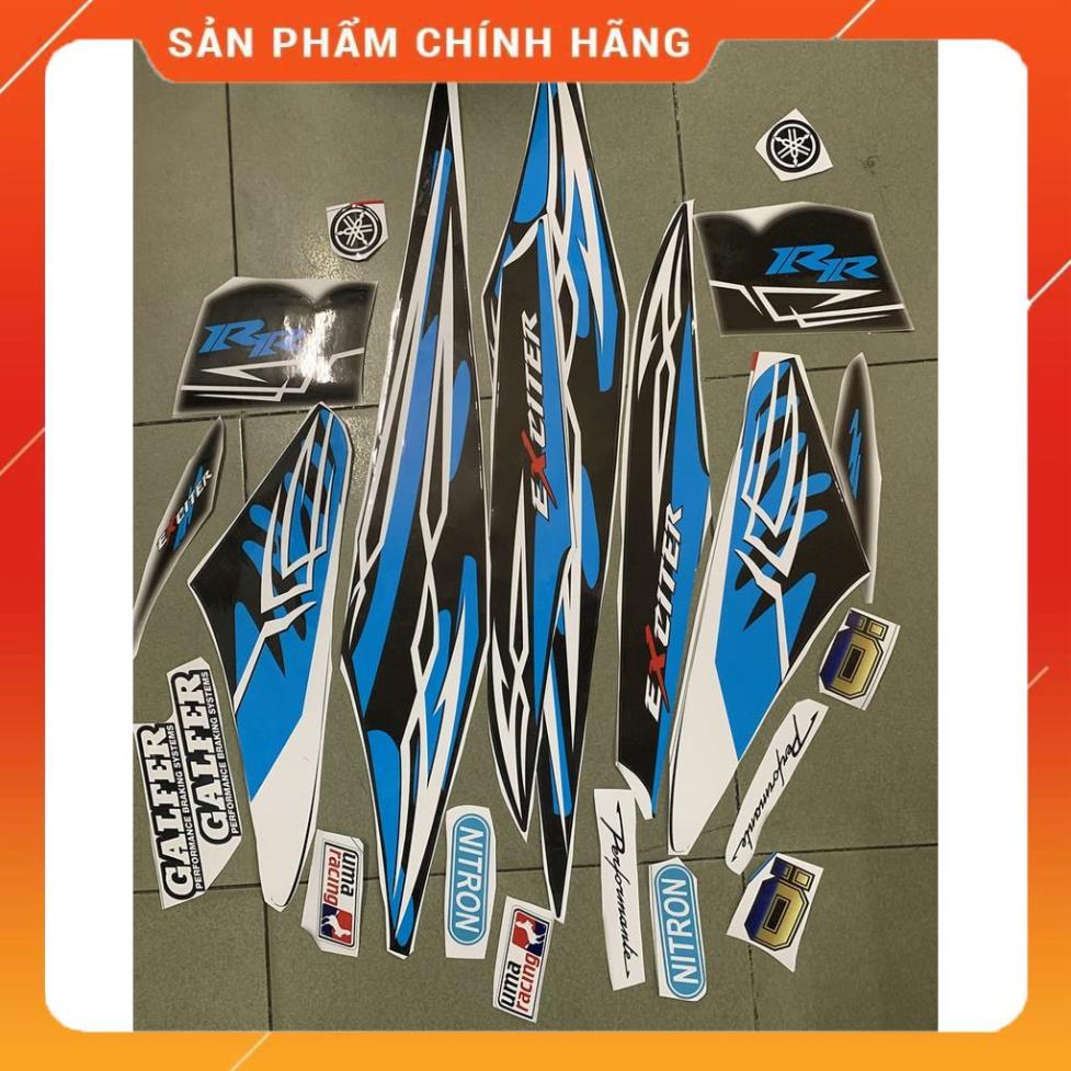 Tem exciter 2010 trắng xanh đen cao cấp - không bay màu