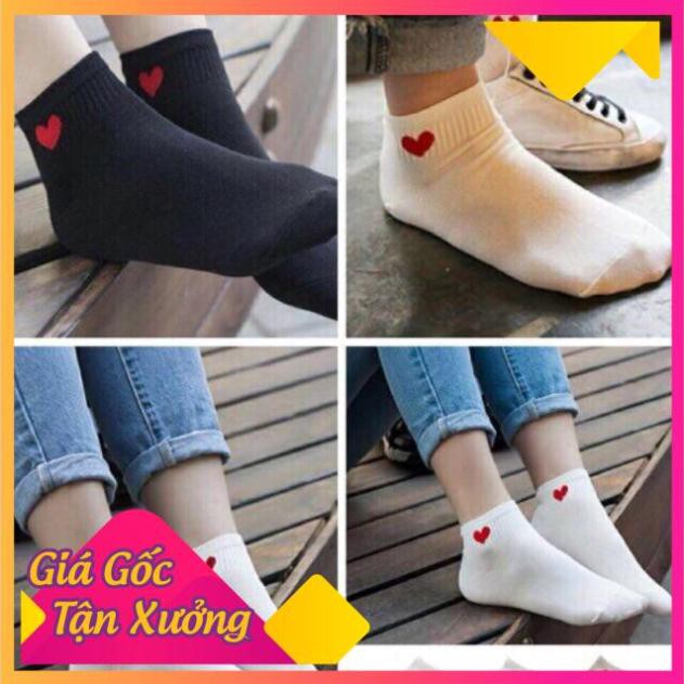Set 10 Đôi Tất Cổ Ngắn Hoạ Tiết Trái Tim ( Ảnh Thật)