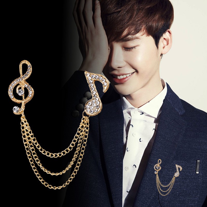 Ghim cài áo Vest nam Lapel Pin thời trang hình Nốt nhạc khóa Sol có dây cài GH-230 {Phụ kiện Vest Nam - AdamZone}