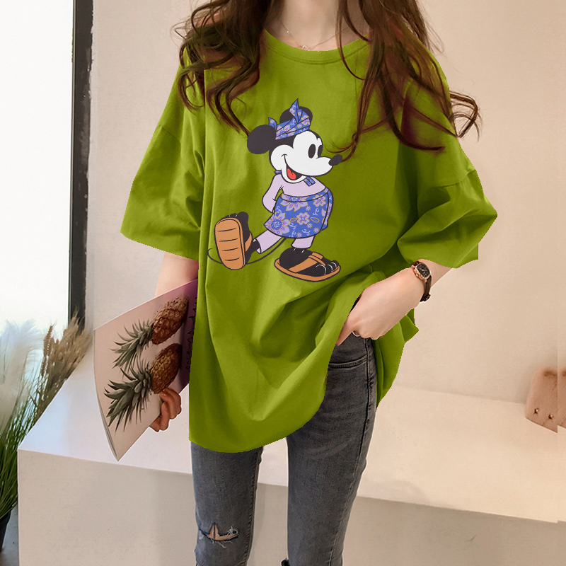 NRVP Áo thun tay ngắn cổ tròn in họa tiết hoạt hình thời trang dễ thương cho nữ