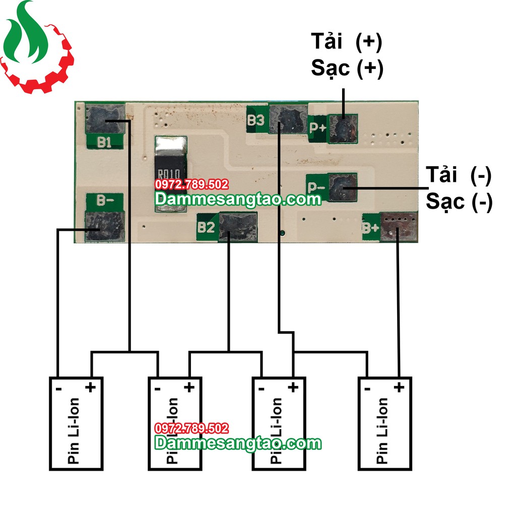 DMST Mạch 4S 14V 8A bảo vệ pin Li-ion 3.7V ghép sạc với mạch zin