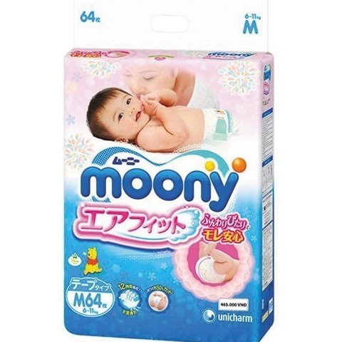 Tã dán Moony M64 bé gái TA084