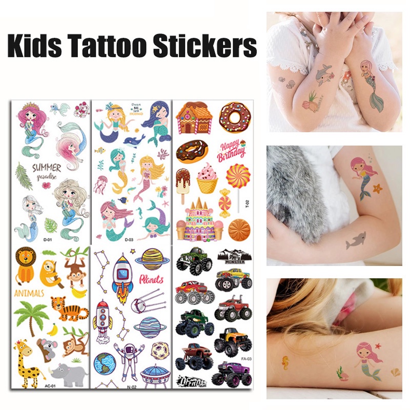 Set 10 Hình Xăm Dán Tạm Thời Họa Tiết Hoạt Hình Nhiều Kiểu Chống Nước Cho Trẻ Em