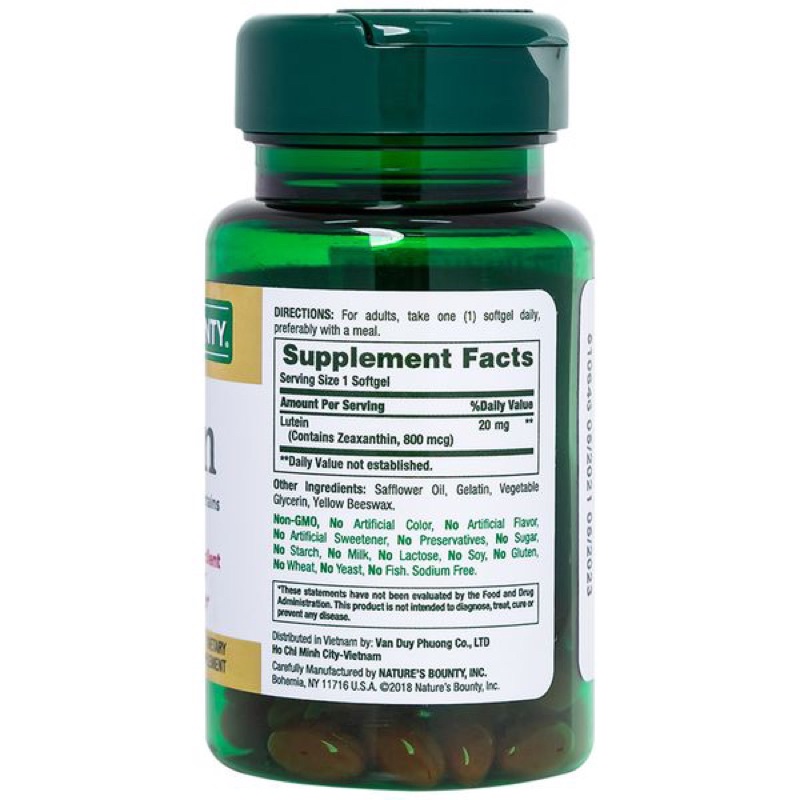 Lutein Nature's Bounty 30V - Viên Uống Bổ Mắt Của Mỹ