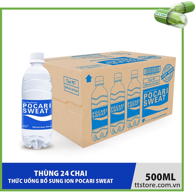 Nước uống bù khoáng Pocari Sweat (Thùng 24 chai 500ml) [điện giải, pocari sweet, bocari]