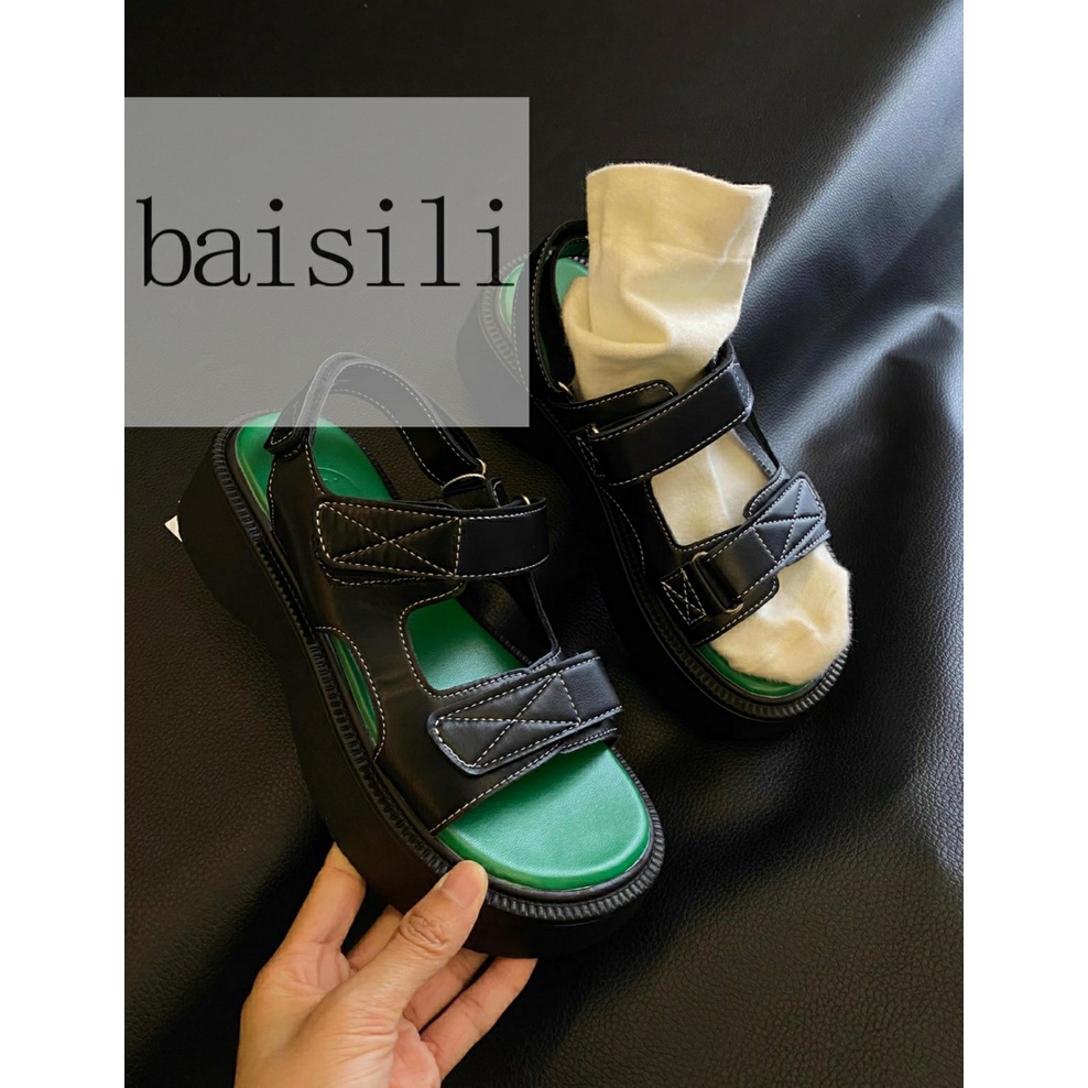GIÀY THỜI TRANG BAISILI - SANDAL XUỒNG PHONG CÁCH NỮ TÍNH QUAI NGANG DÁN ĐẾ CAO BS230205