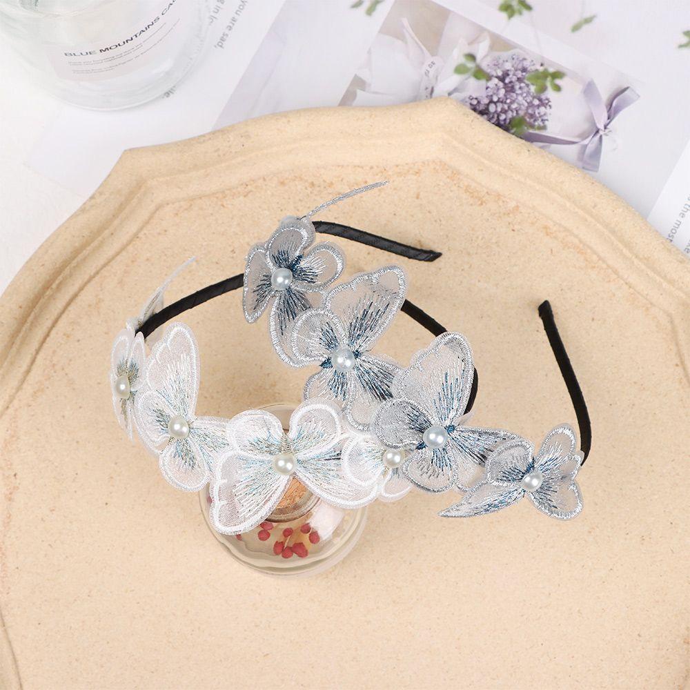 ORIENTLII Băng Đô Cài Tóc Hình Bướm Ba Chiều Phối Ren Phong Cách Pháp Dễ Thương Cho Nữ