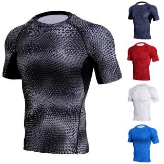 Áo thun tay ngắn bó sát in hình 3D chuyên dụng tập gym cho nam