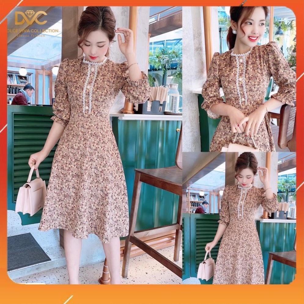 Váy hoa nhí tăm nhung V1817 hàng chuẩn DVC