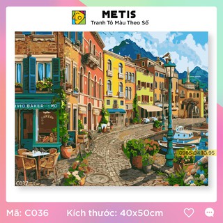 Tranh tô màu số hoá METIS Tranh phong cảnh Nhà Ven Biển C037