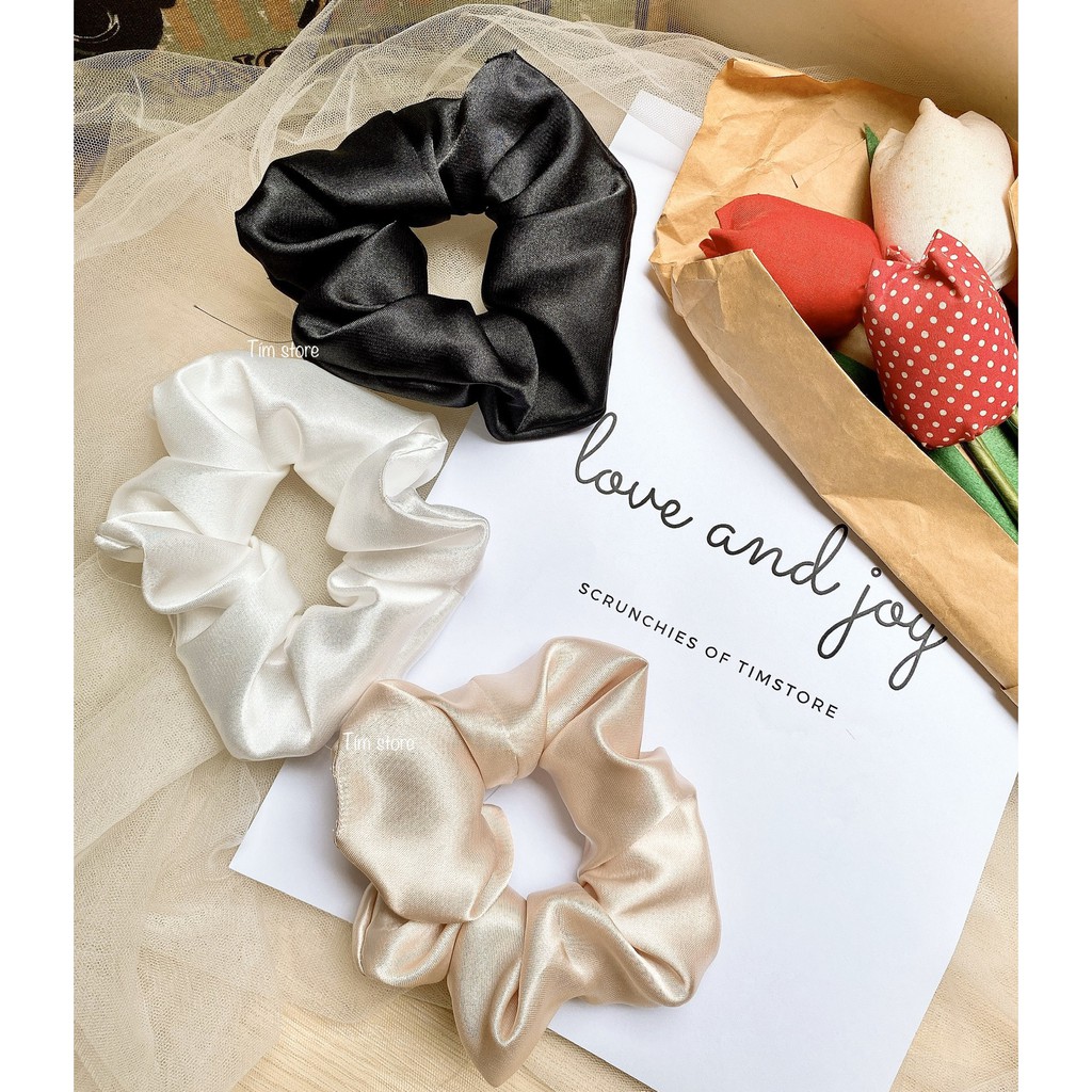 {Ảnh thật}SCRUNCHIES SATIN BIGSIZE CỠ BỰ - CỘT TÓC VOAN VẢI THỜI TRANG NỮ