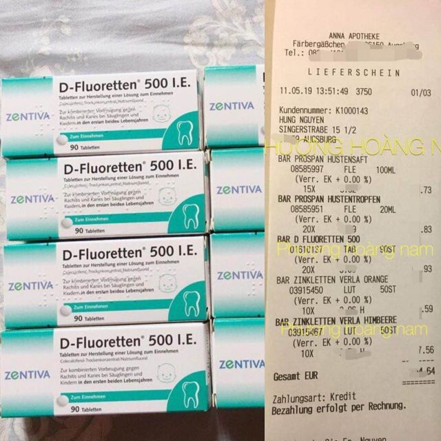 Vitamin D Fluoretten 500 I E, bổ sung D3 Fluoretten,viên D3 Flour Đức chính hãng