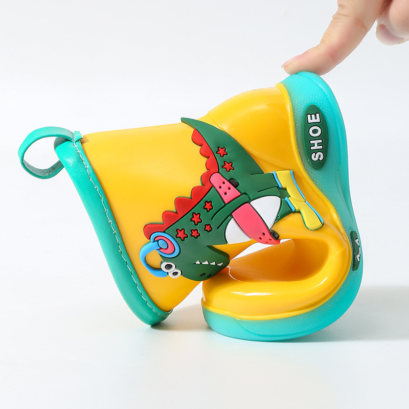 SANITKUN Giày bốt cao su đi mưa chống trượt hình khủng long cho bé