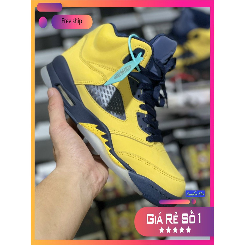 (Ảnh thật, hàng cực đẹp, giảm giá cực sốc) Giày thể thao Air Jordan 5 Retro Michigan (2019) cao cổ siêu đẹp cho nam vànữ