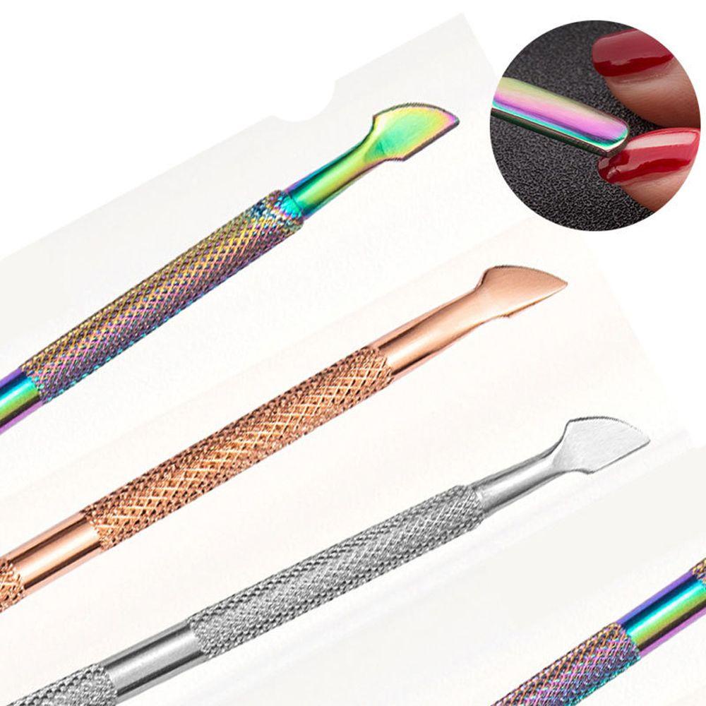 QQMALL Dụng Cụ Đẩy Biểu Bì Tẩy Da Chết Cho Móng Tay Bằng Thép Không Gỉ Kèm Hộp Đựng