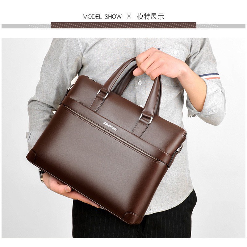 túi máy tính xách tay cho nữ Túi xách cặp da đựng laptop da bò công sở T03 - KT: 38x28x6cm (Nâu-Đen) | BigBuy360 - bigbuy360.vn