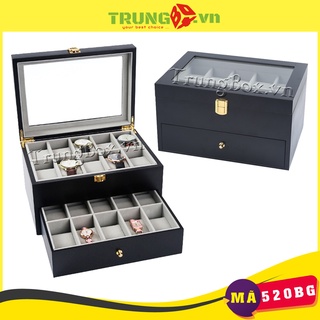 Hộp đựng đồng hồ 20 ngăn vỏ gỗ sơn mài cao cấp - mã 520bg