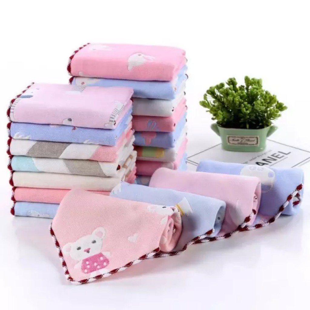 Combo 5 khăn sữa cotton cao cấp 6 lớp cho bé sơ sinh kích thước 25 x 25cm