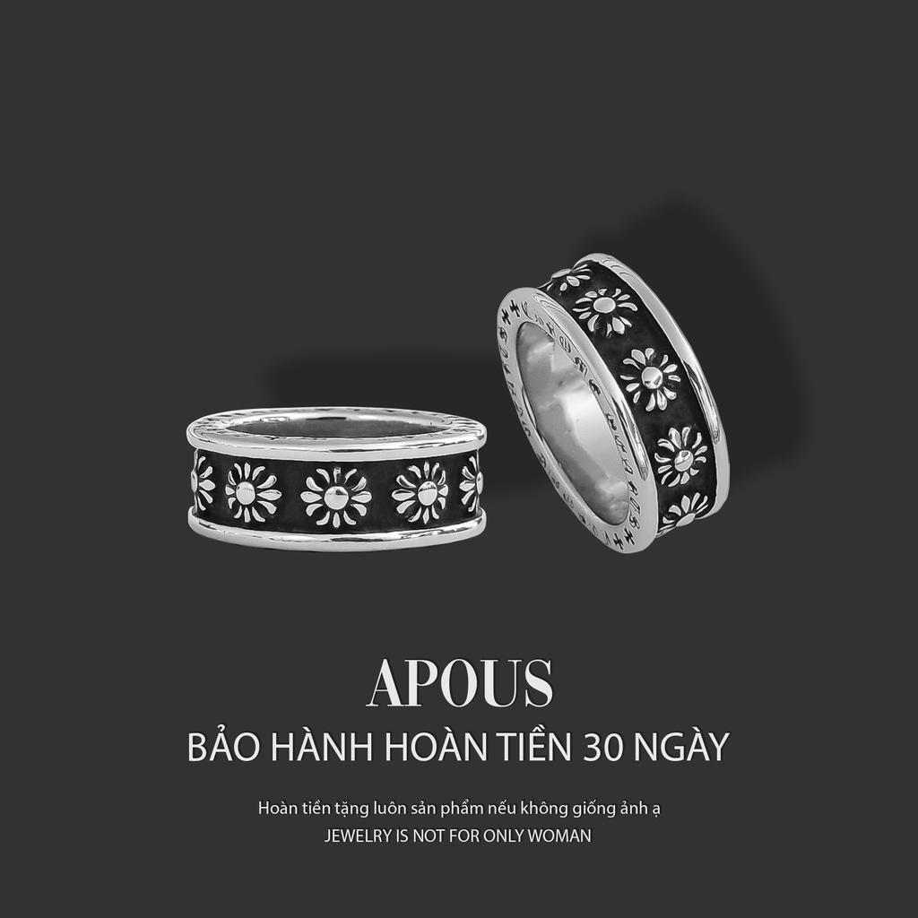 Nhẫn nam nữ Chrome Heart Style N001 - Thép Titan - Phụ kiện trang sức Unisex Apous