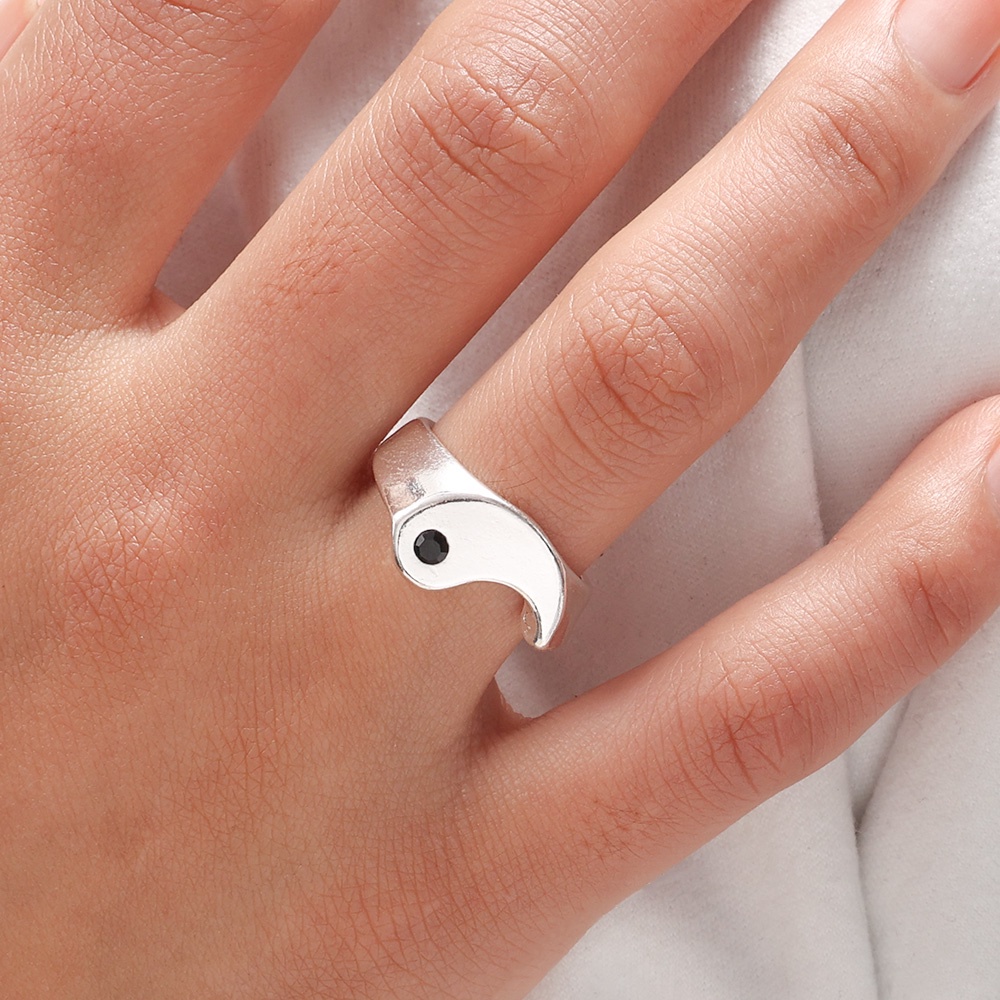 [Mới] 1 Nhẫn Tai Chi Yin Yang Hợp Kim Đơn Giản Cho Cặp Đôi / Nam Nữ