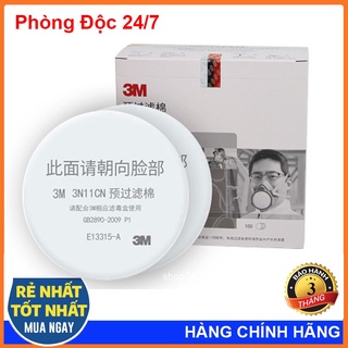 Bông lọc bụi 3M 3n11 lắp cho mặt nạ 3m3200 chống bụi mịn gỗ xi măng, phòng độc hữu cơ