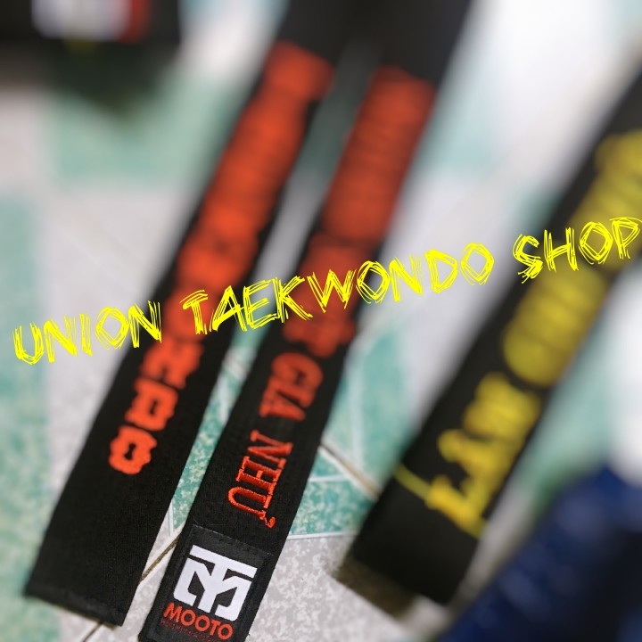 Miễn Phí Thêu Tên 💢 MOOTO Đai Đen Taekwondo Karate Ngang 4.5cm x UnionTaekwondoSHOP