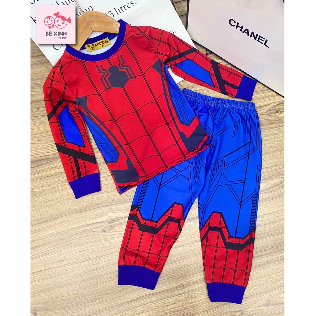 Bộ quần áo siêu nhân dài tay size đại bé trai [CAO CẤP] Bộ siêu nhân nhện batman siêu anh hùng bé trai dài tay size đại
