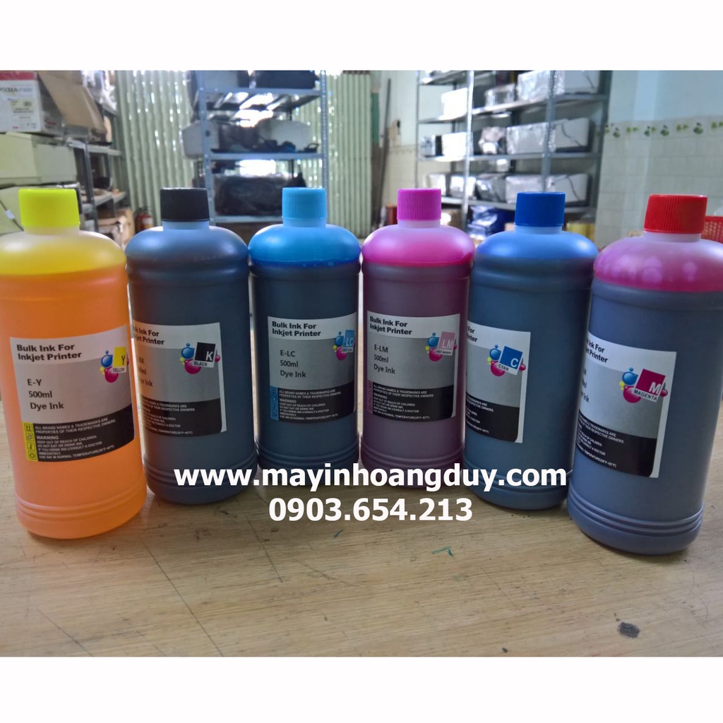 Mực Dye UV 500ml Bộ 6 màu | Mực in phun cho máy Epson,Canon