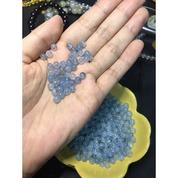 Hạt đá Aquamarine thiên nhiên 4-5mm làm thanh tẩy,HandMade , diy