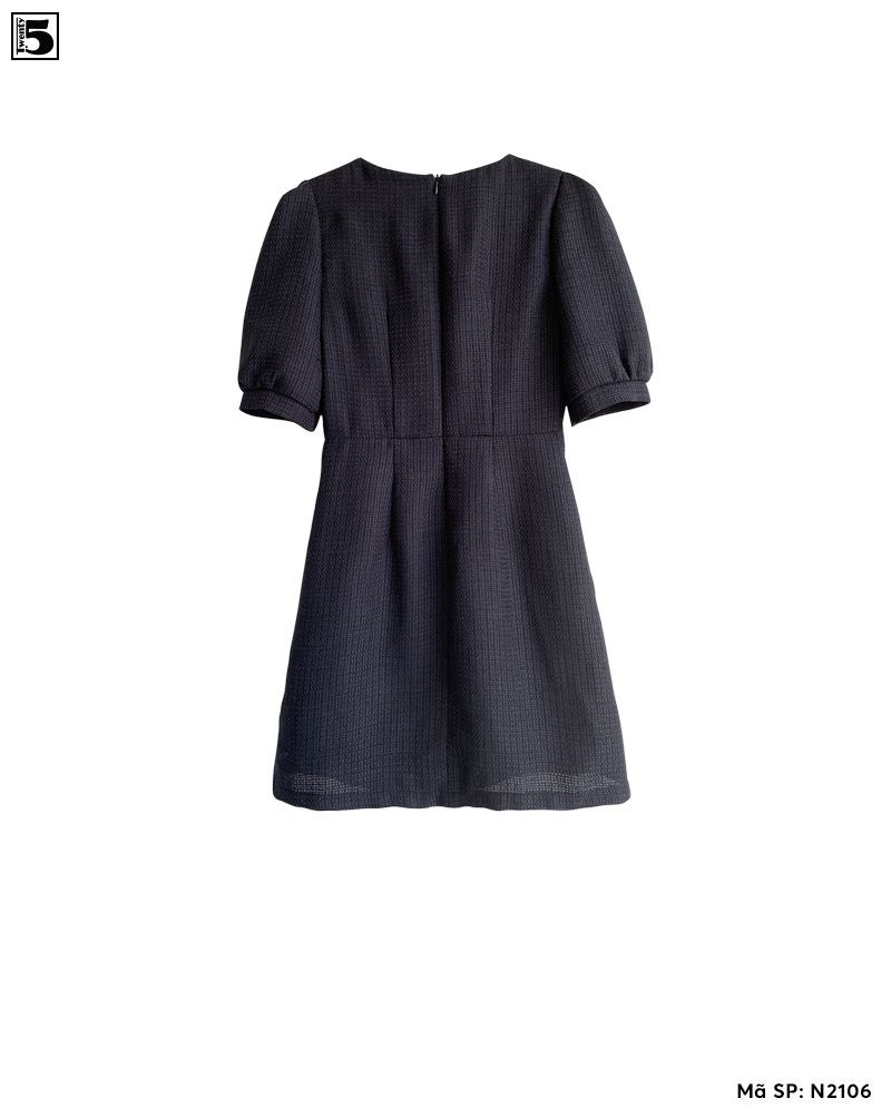 Đầm nữ dạ tweed tay bồng dáng ôm đính nơ trước ngực Twentyfive N2106