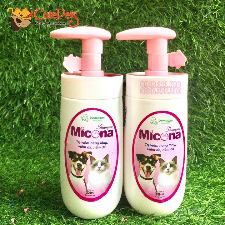 Sữa Tắm Đặc Trị Nấm Da Viêm Da Viêm nang lông Cho Chó Mèo Micona Vemedim 200ml - Lida Pet Shop