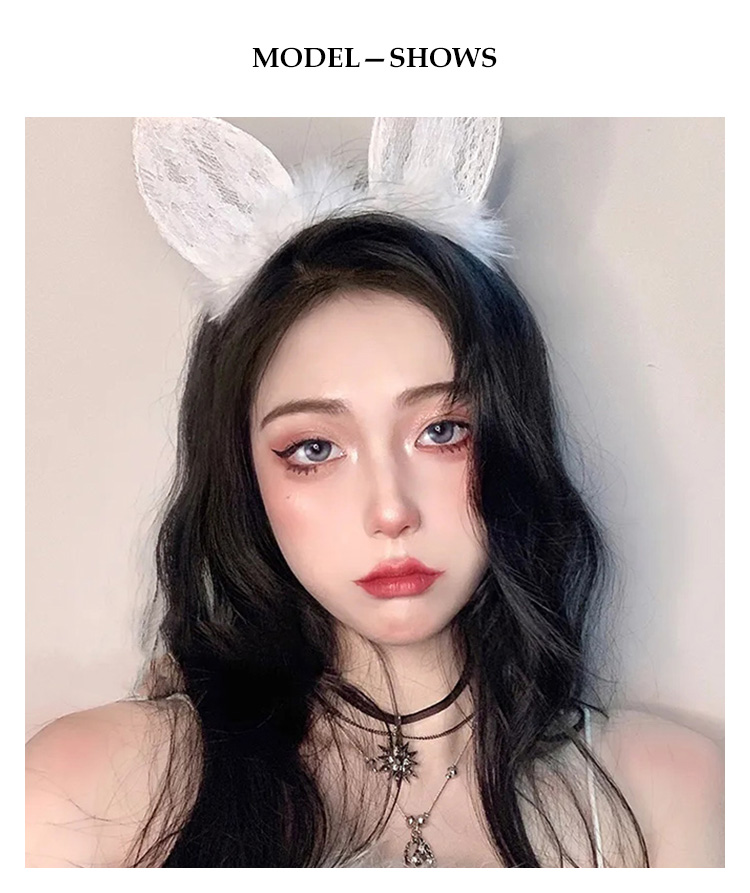 Cài tóc phối tai thỏ bằng ren thời trang Hàn Quốc cho nữ