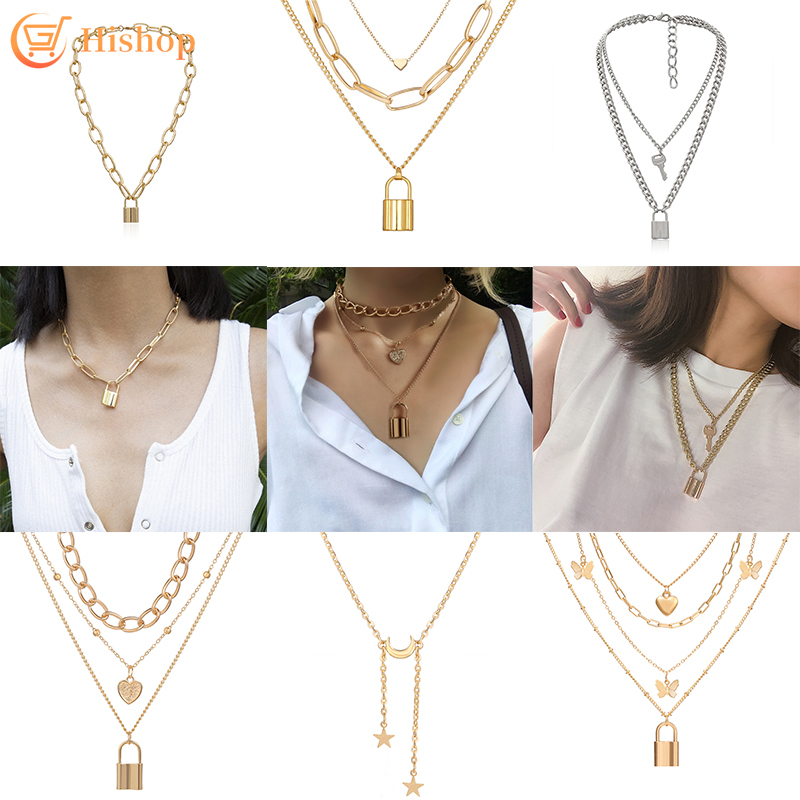 Dây Chuyền Hợp Kim Mạ Vàng / Bạc Nhiều Lớp Thiết Kế Đơn Giản Cho Nữ