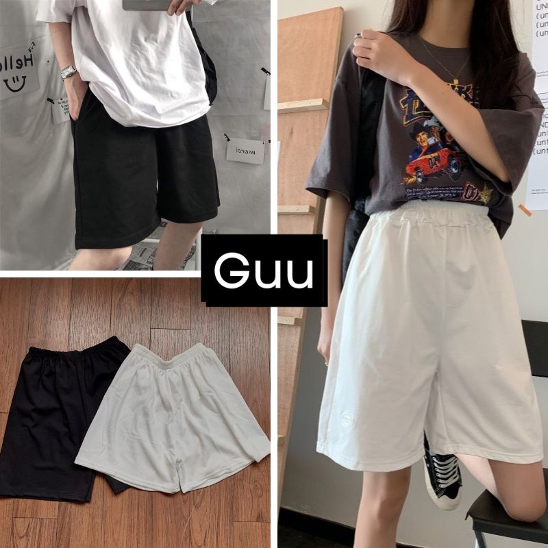 Quần short unisex chất thun cotton mặc mùa hè 2 màu trắng,đen dễ phối đồ GUU