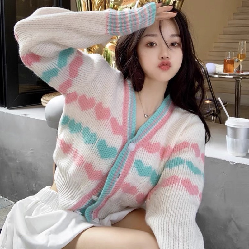 ÁO LEN CARDIGAN TRÁI TIM XINH