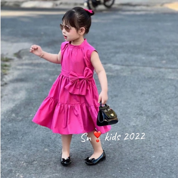 Váy bé gái, váy thô nơ xinh bánh bèo SN 2 màu siêu hot cho bé size 10-35kg