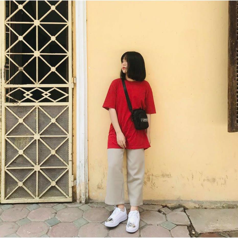 Áo phông đỏ trơn form rộng tay lỡ - áo over đỏ - red tee