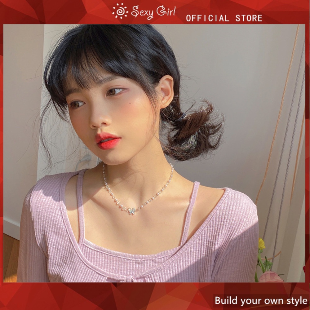 Vòng cổ Mặt Hình Bướm Đính Đá Pha Lê Phong Cách Hàn Quốc Quyến Rũ