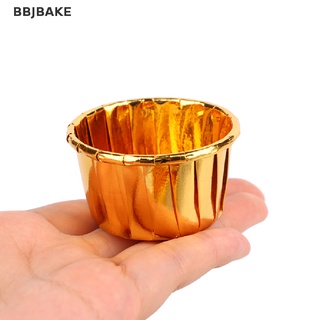 [cxFSBAKE] 50pcs mini cupcake Foil Cupcake Wrapper Paper Gold Silver Cupcake Baking Cups  KCB