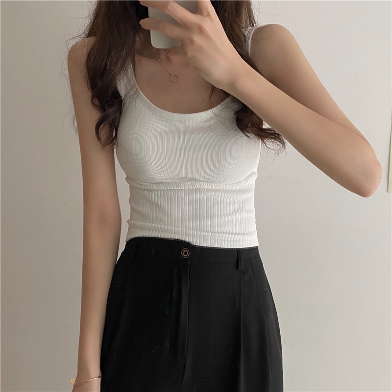 Xiaozhainv Áo Croptop Thể Thao Hai Dây Ôm Dáng Thời Trang Hàn Quốc 4 Màu Tùy Chọn Cho Nữ
