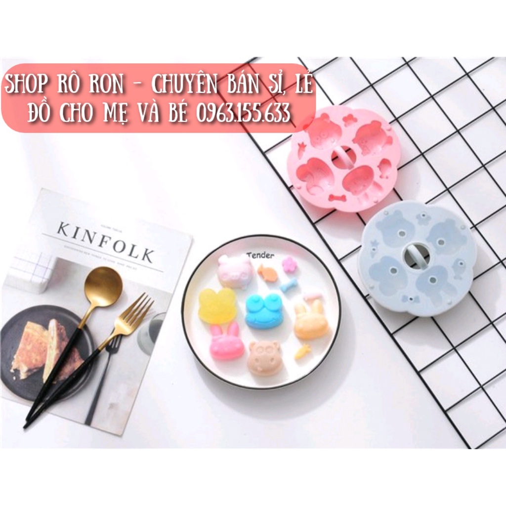 Khuôn silicon làm bánh, thạch rau câu có nắp đậy - Khuôn silicon chế biến đồ ăn dặm cho bé - Shop Rô Ron